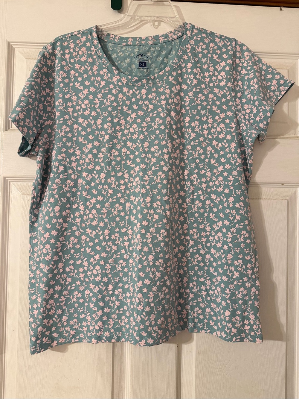 Light Blue Floral Short-Sleeve Tee - XL